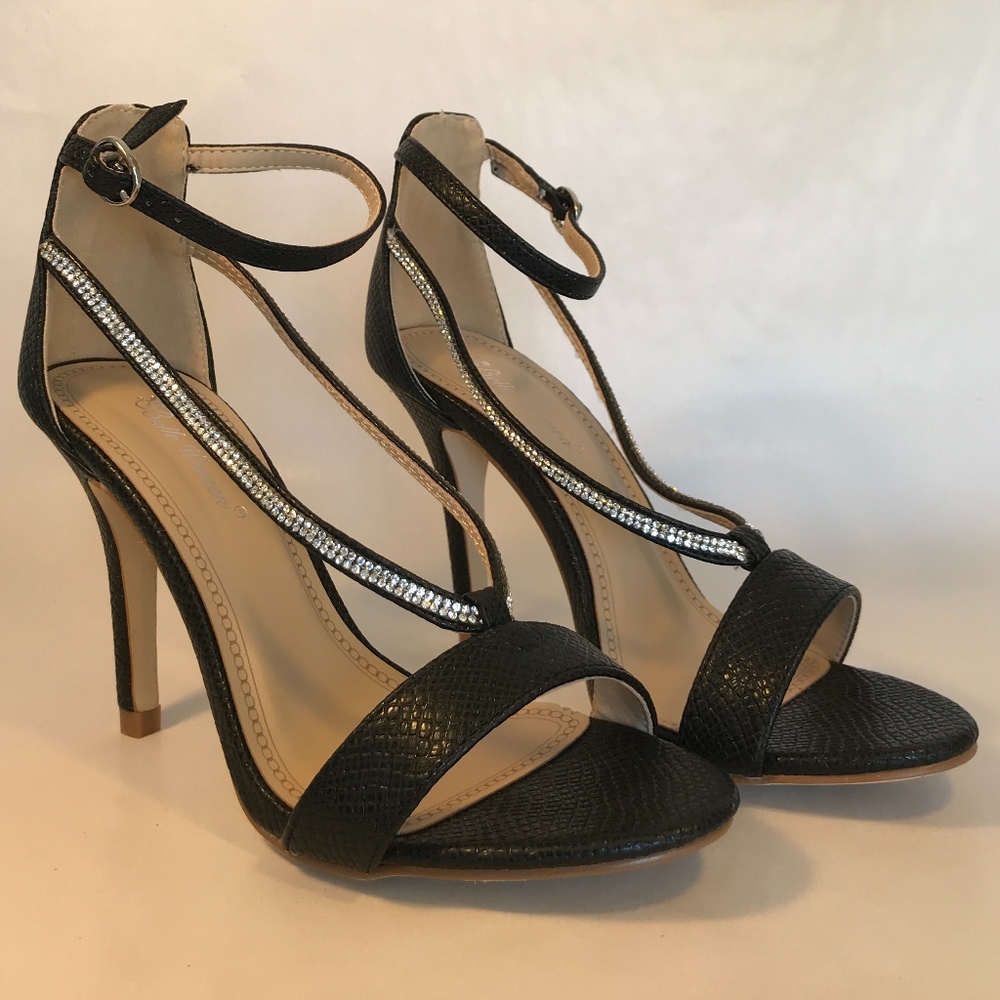 Snakeskin Strappy Heeled Sandals , sz 6